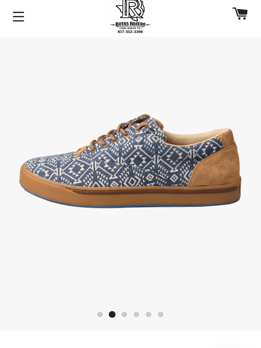 Twisted X Blue Patterned Canvas Sneakers with Tan Soles Men’s